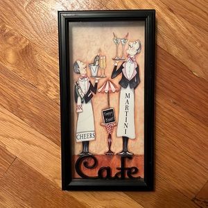 Shadow Box Jiangxi Huayi Wood Cafe Martini Butler Chef Hanging Art 10 3/4”